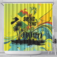 Jamaica Sleng Teng Riddim Shower Curtain Booyaka Booyaka - Wonder Print Shop
