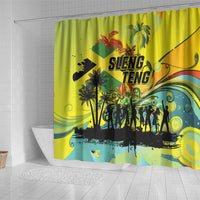 Jamaica Sleng Teng Riddim Shower Curtain Booyaka Booyaka - Wonder Print Shop