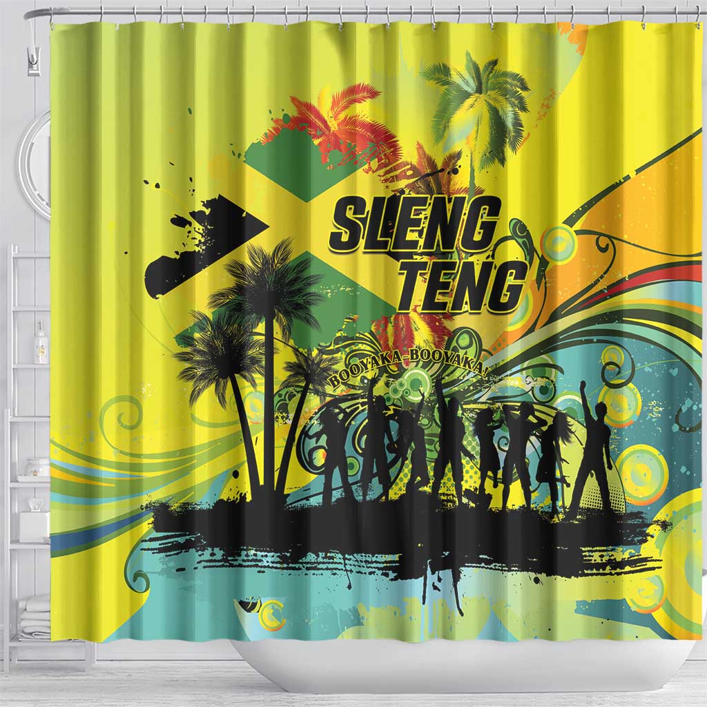 Jamaica Sleng Teng Riddim Shower Curtain Booyaka Booyaka - Wonder Print Shop