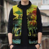 Personalized Jamaica Sleng Teng Riddim Sleeveless Puffer Jacket Booyaka Booyaka - Wonder Print Shop