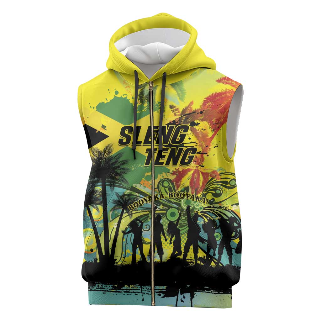 Personalized Jamaica Sleng Teng Riddim Sleeveless Zip Hoodie Booyaka Booyaka - Wonder Print Shop