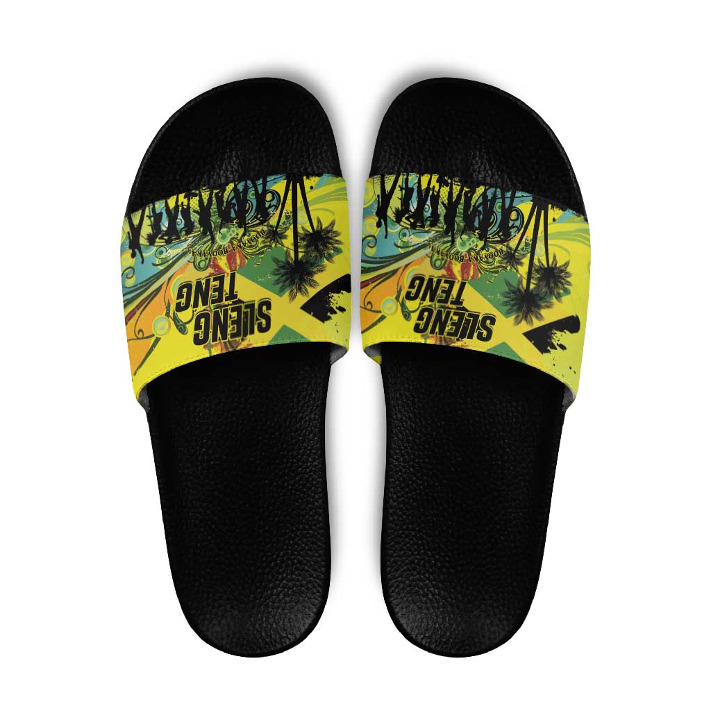 Jamaica Sleng Teng Riddim Slide Sandals Booyaka Booyaka - Wonder Print Shop