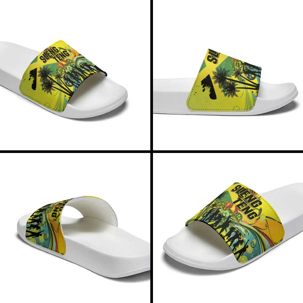 Jamaica Sleng Teng Riddim Slide Sandals Booyaka Booyaka - Wonder Print Shop
