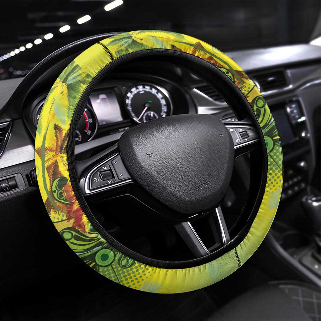 Jamaica Sleng Teng Riddim Steering Wheel Cover Booyaka Booyaka - Wonder Print Shop