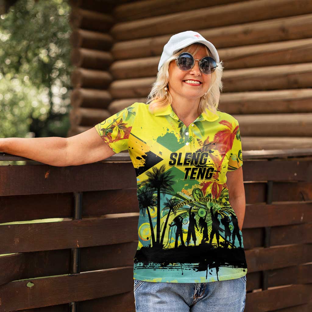 Personalized Jamaica Sleng Teng Riddim Women Polo Shirt Booyaka Booyaka - Wonder Print Shop