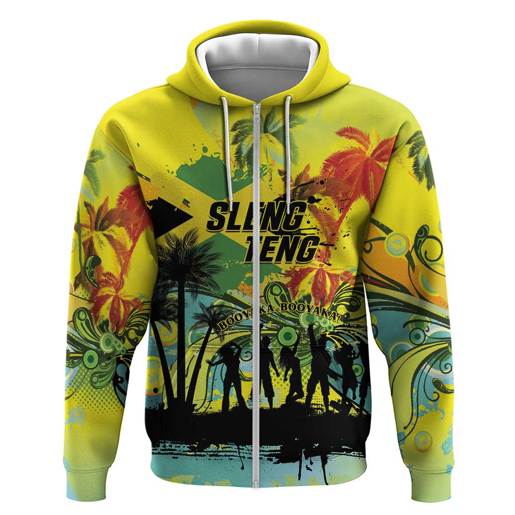 Personalized Jamaica Sleng Teng Riddim Zip Hoodie Booyaka Booyaka - Wonder Print Shop
