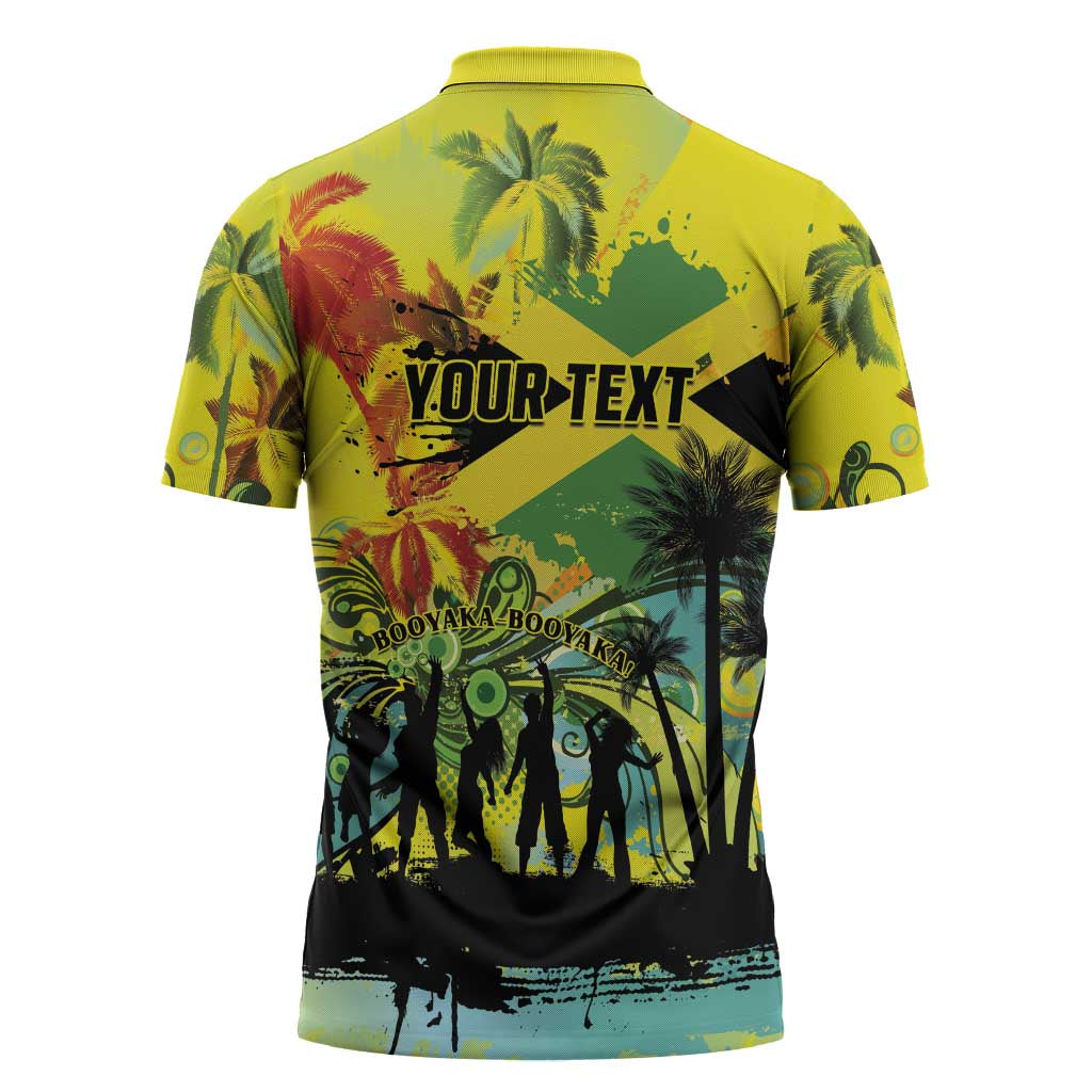 Personalized Jamaica Sleng Teng Riddim Zipper Polo Shirt Booyaka Booyaka - Wonder Print Shop