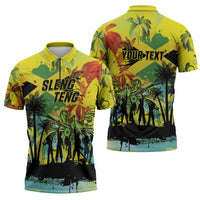 Personalized Jamaica Sleng Teng Riddim Zipper Polo Shirt Booyaka Booyaka - Wonder Print Shop