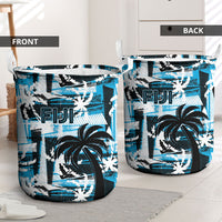 Fijian Rugby Laundry Basket Grunge Palm Stylized