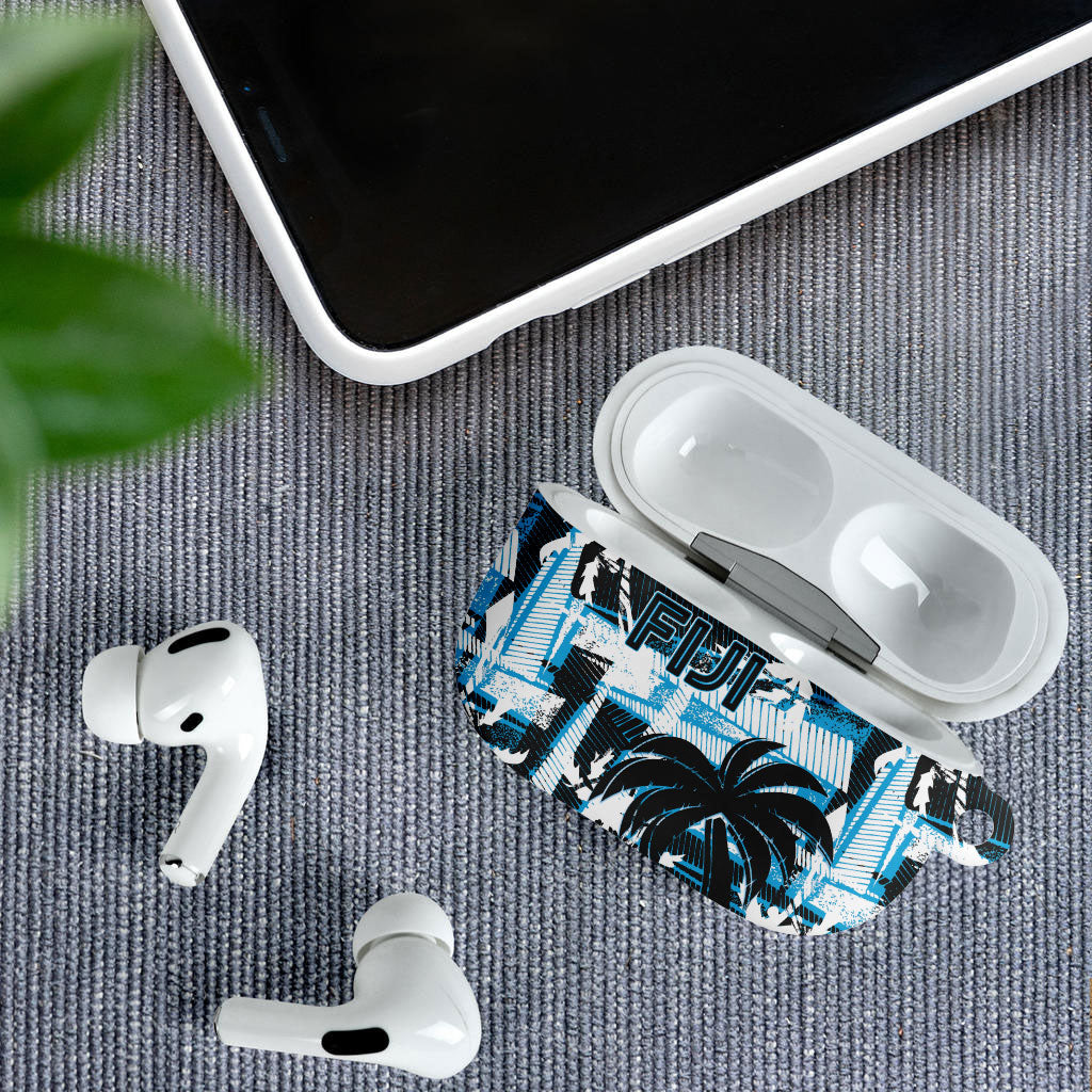 Fijian Rugby AirPods Case Grunge Palm Stylized