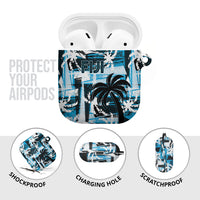 Fijian Rugby AirPods Case Grunge Palm Stylized