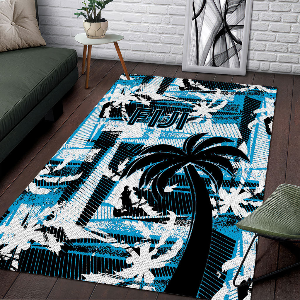 Fijian Rugby Area Rug Grunge Palm Stylized