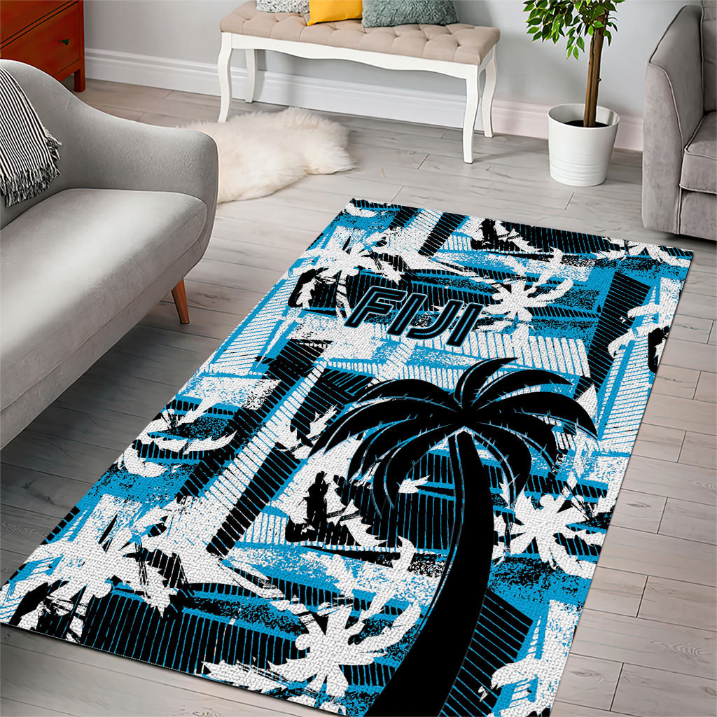 Fijian Rugby Area Rug Grunge Palm Stylized