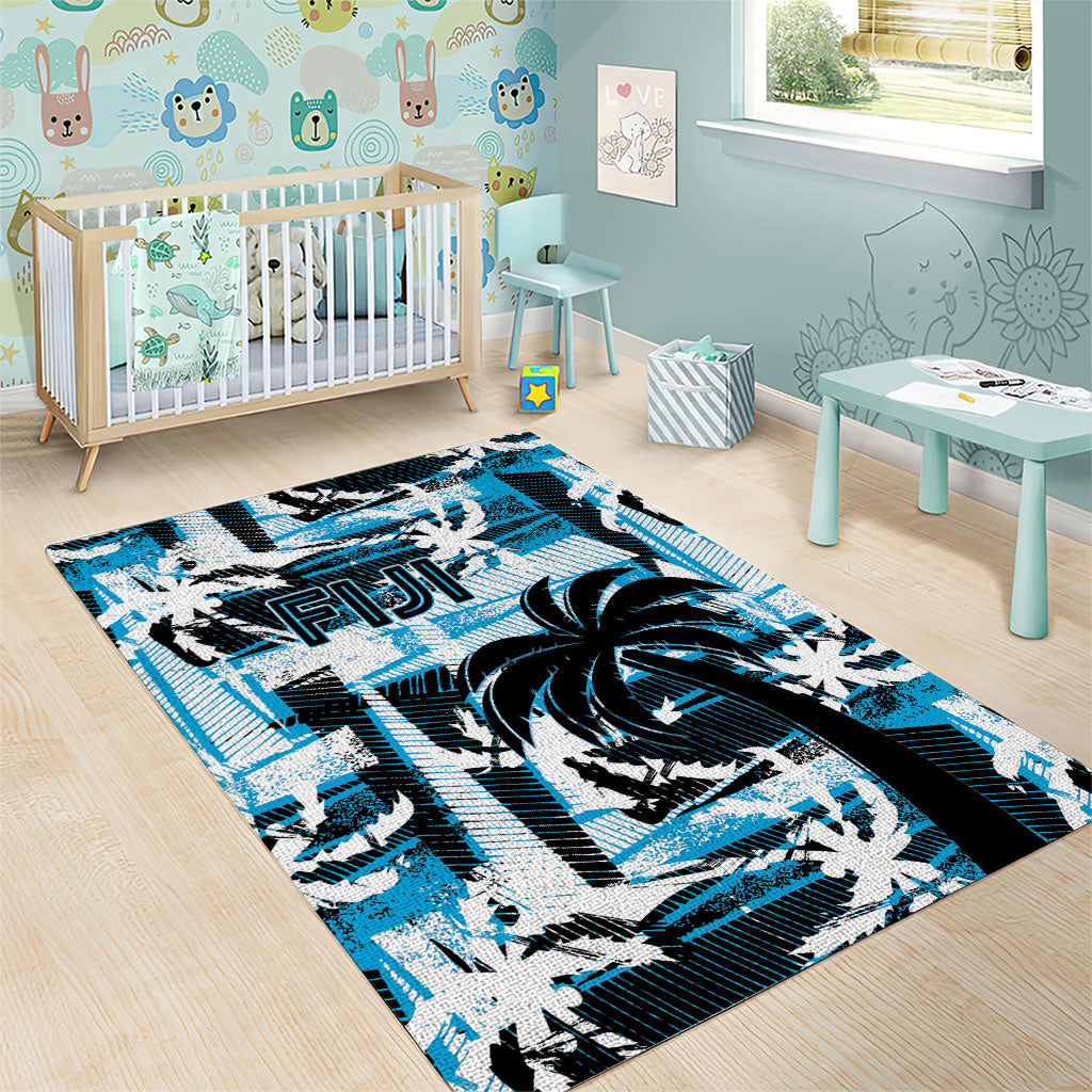 Fijian Rugby Area Rug Grunge Palm Stylized
