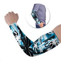 Custom Fijian Rugby Arm Sleeves Grunge Palm Stylized
