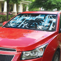 Fijian Rugby Auto Sun Shade Grunge Palm Stylized