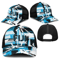 Fijian Rugby Baseball Net Cap Grunge Palm Stylized