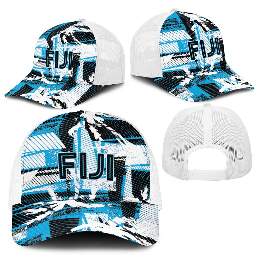 Fijian Rugby Baseball Net Cap Grunge Palm Stylized