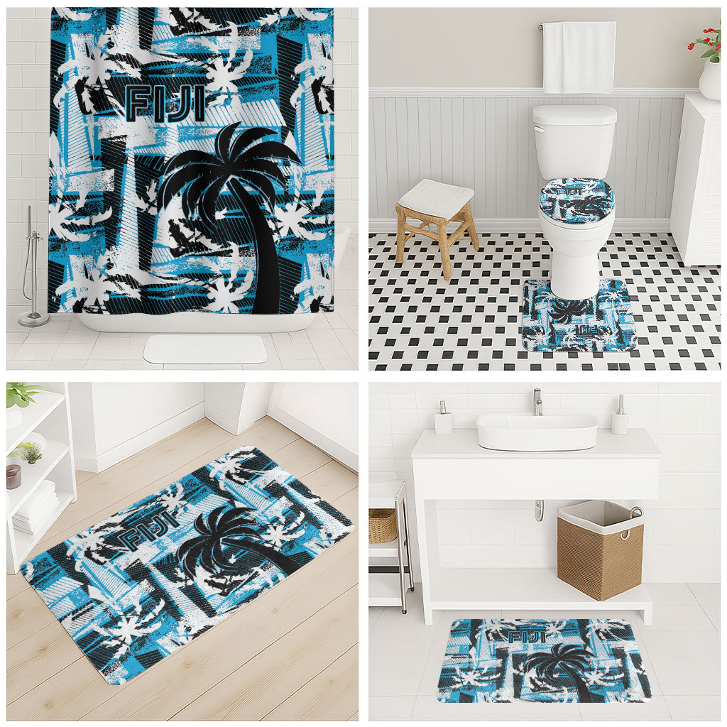 Fijian Rugby Bathroom Set Grunge Palm Stylized