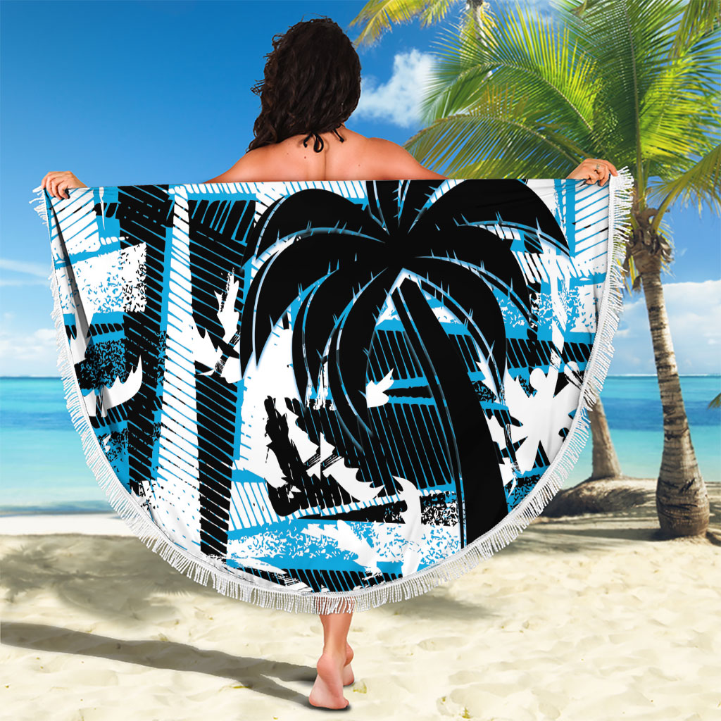 Fijian Rugby Beach Blanket Grunge Palm Stylized