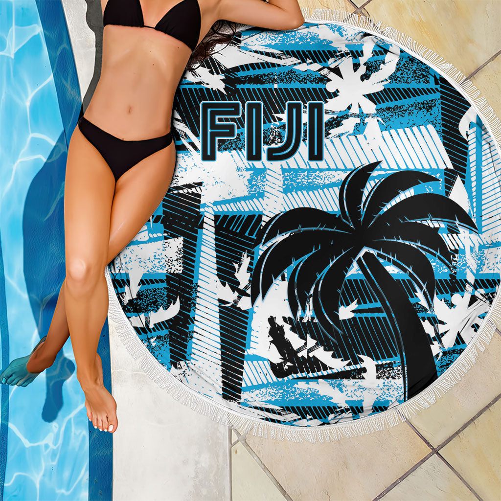 Fijian Rugby Beach Blanket Grunge Palm Stylized