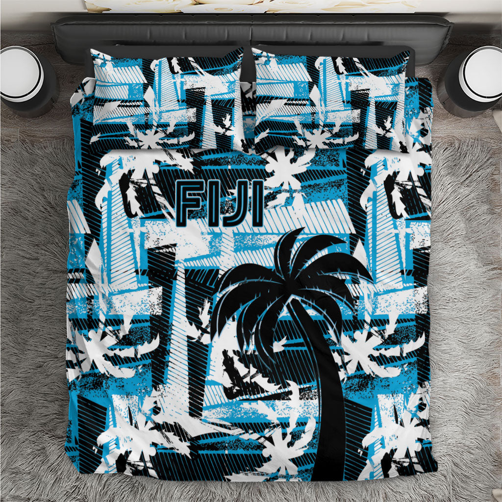 Fijian Rugby Bedding Set Grunge Palm Stylized