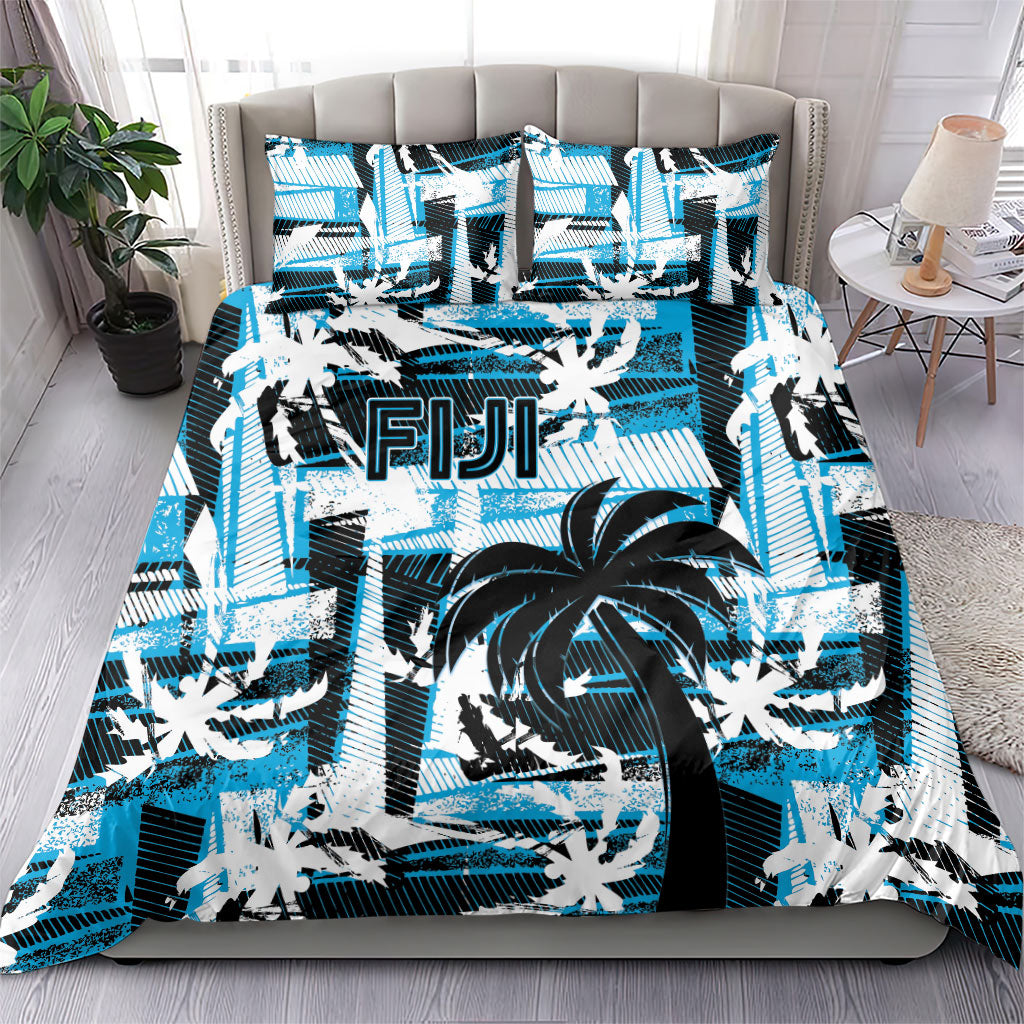 Fijian Rugby Bedding Set Grunge Palm Stylized