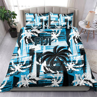 Fijian Rugby Bedding Set Grunge Palm Stylized