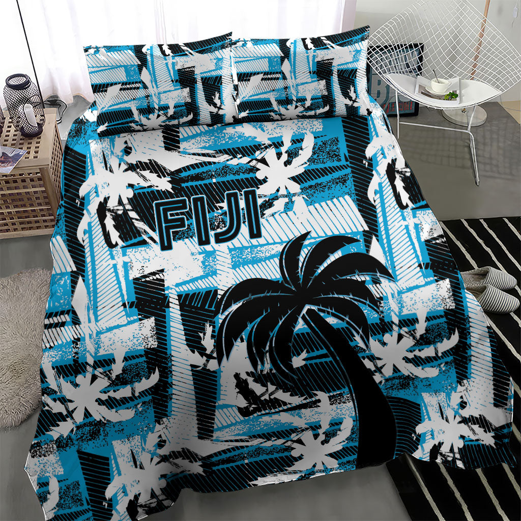 Fijian Rugby Bedding Set Grunge Palm Stylized