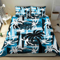 Fijian Rugby Bedding Set Grunge Palm Stylized