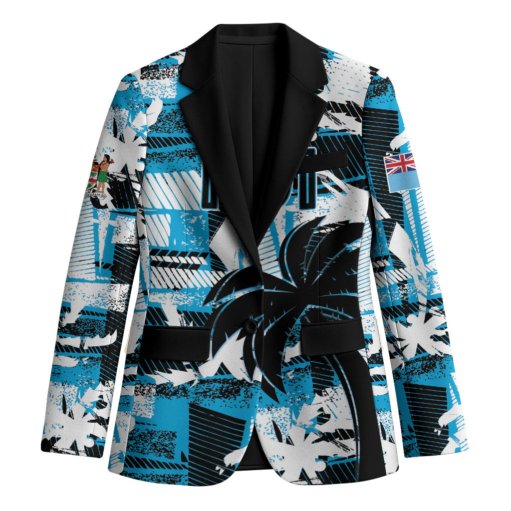 Custom Fijian Rugby Blazer Grunge Palm Stylized
