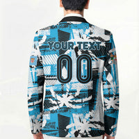 Custom Fijian Rugby Blazer Grunge Palm Stylized