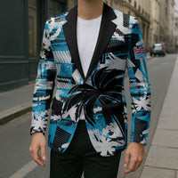 Custom Fijian Rugby Blazer Grunge Palm Stylized