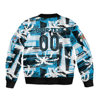 Custom Fijian Rugby Bomber Jacket Grunge Palm Stylized