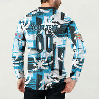 Custom Fijian Rugby Button Sweatshirt Grunge Palm Stylized