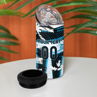 Custom Fijian Rugby 4 in 1 Can Cooler Tumbler Grunge Palm Stylized