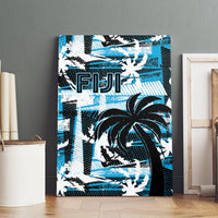 Fijian Rugby Canvas Wall Art Grunge Palm Stylized