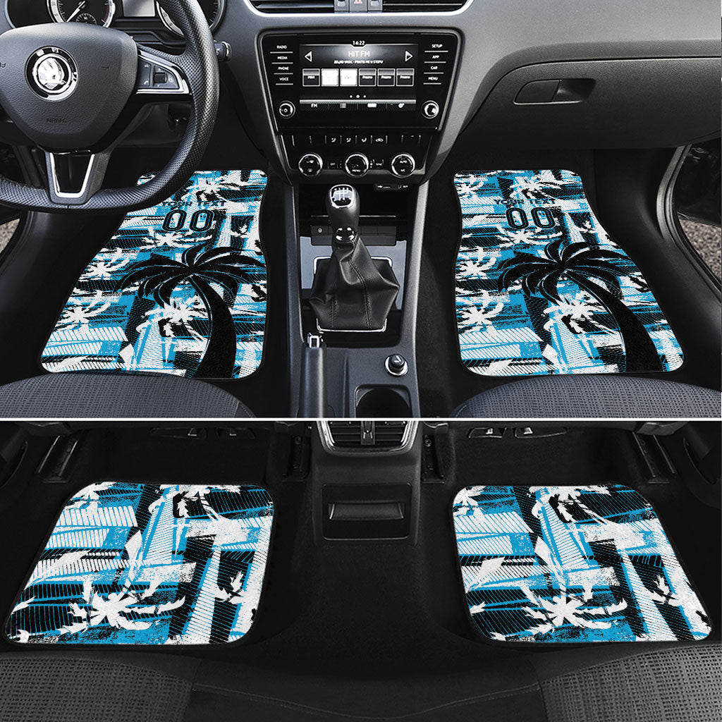 Custom Fijian Rugby Car Mats Grunge Palm Stylized