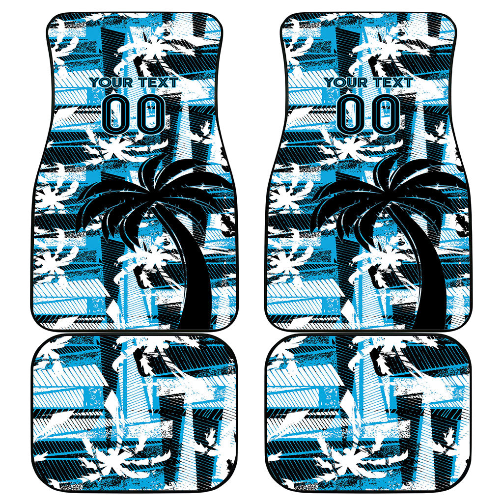 Custom Fijian Rugby Car Mats Grunge Palm Stylized