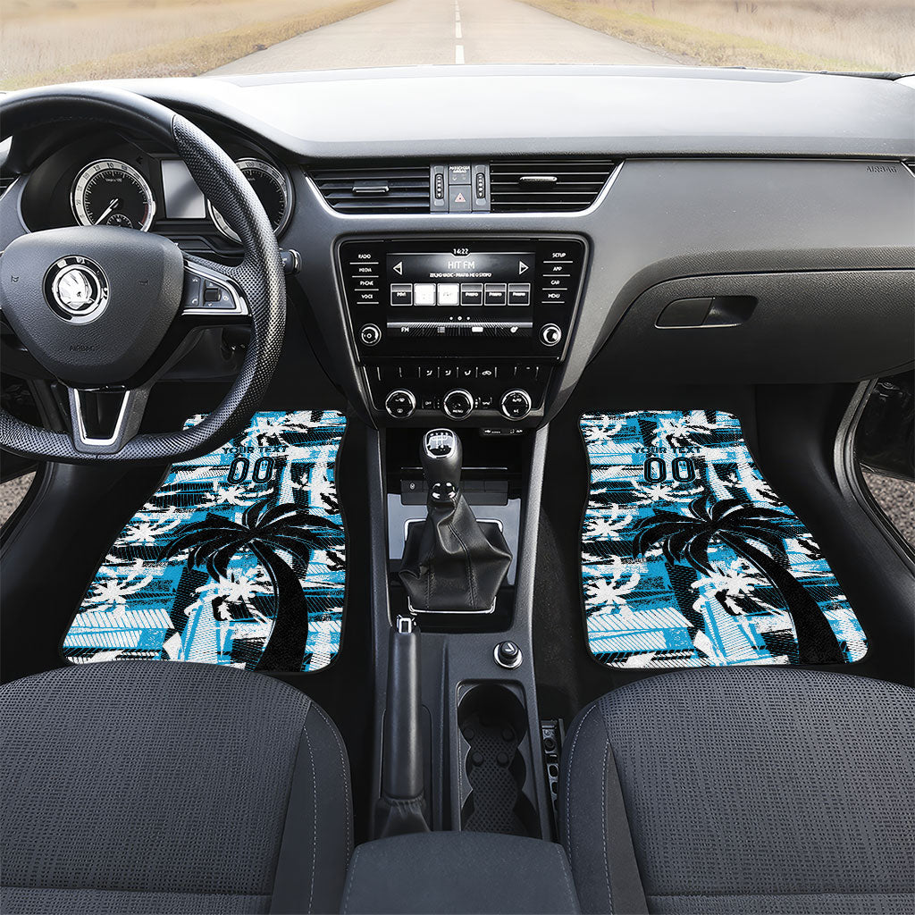 Custom Fijian Rugby Car Mats Grunge Palm Stylized