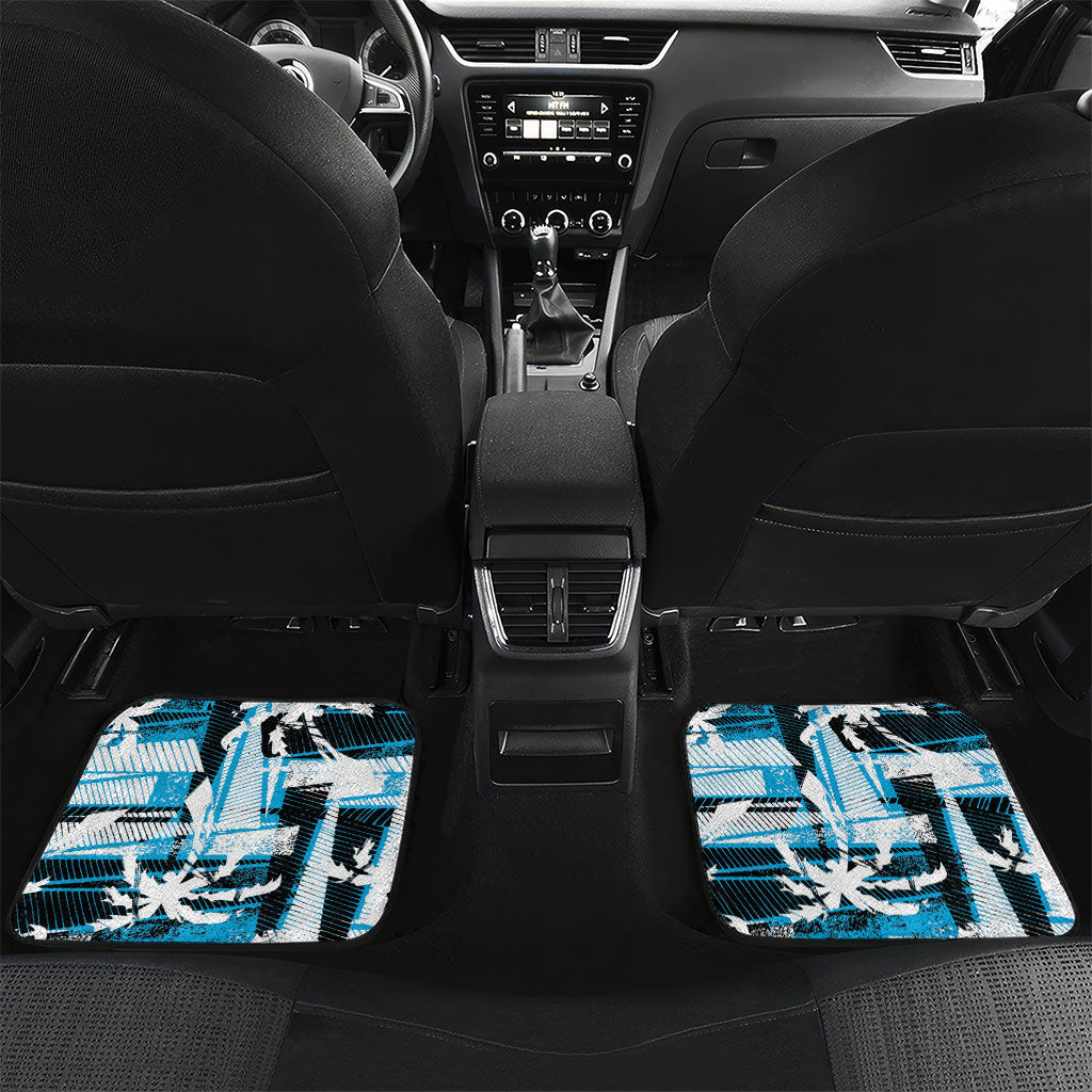 Custom Fijian Rugby Car Mats Grunge Palm Stylized