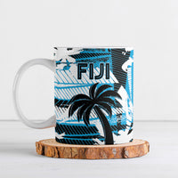 Custom Fijian Rugby Ceramic Mug Grunge Palm Stylized