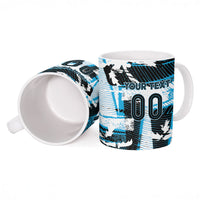 Custom Fijian Rugby Ceramic Mug Grunge Palm Stylized