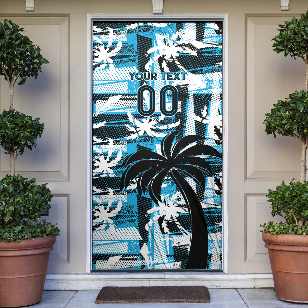 Custom Fijian Rugby Door Cover Grunge Palm Stylized