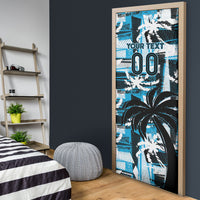 Custom Fijian Rugby Door Cover Grunge Palm Stylized