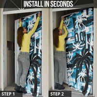 Custom Fijian Rugby Door Cover Grunge Palm Stylized