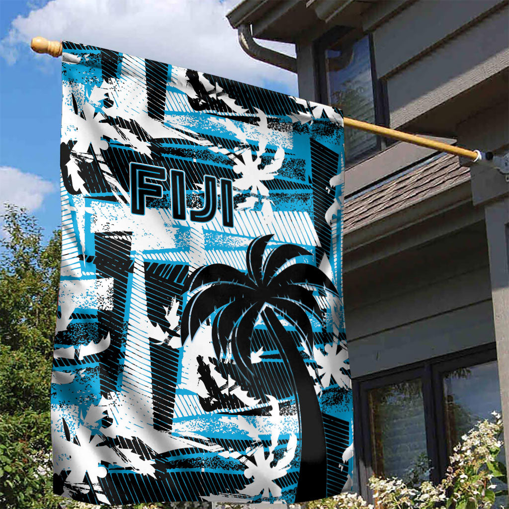 Fijian Rugby Garden Flag Grunge Palm Stylized