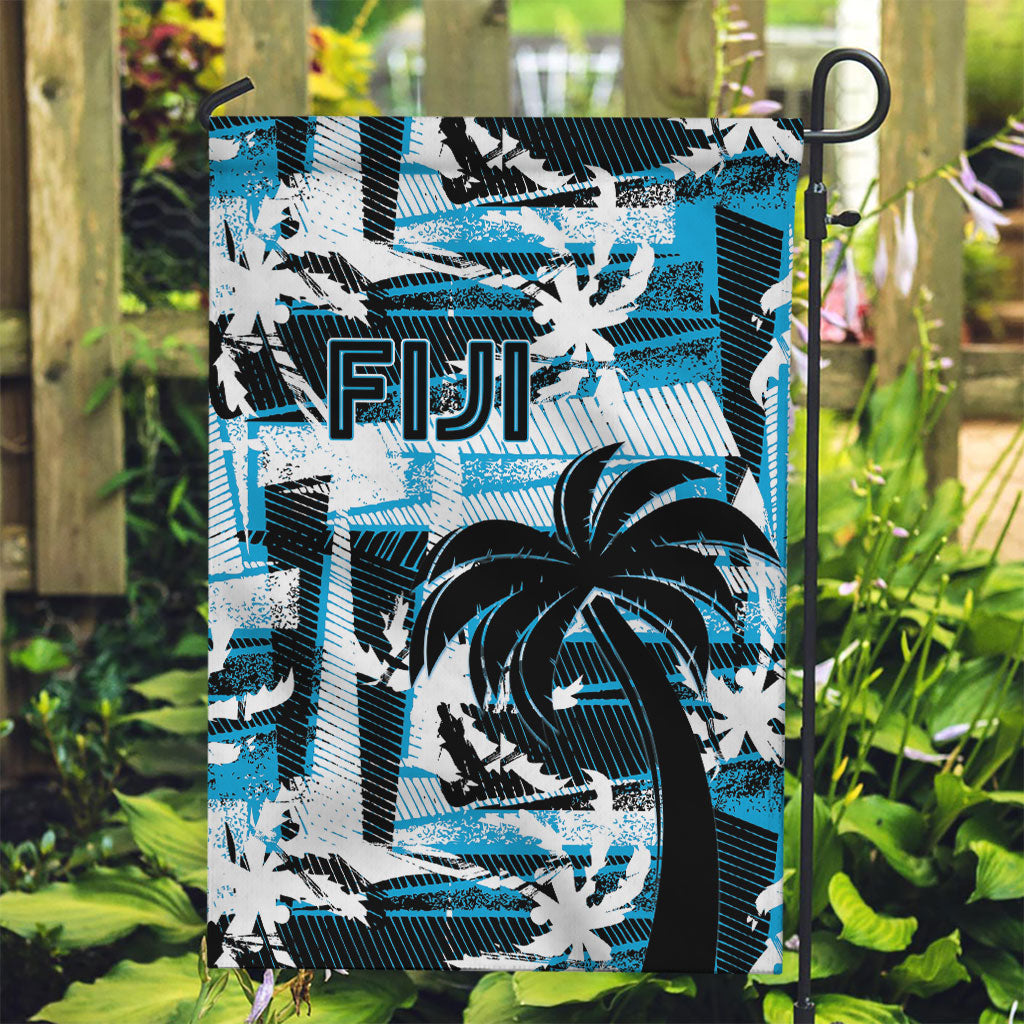Fijian Rugby Garden Flag Grunge Palm Stylized