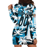 Custom Fijian Rugby Hoodie Dress Grunge Palm Stylized