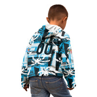 Custom Fijian Rugby Kid Hoodie Grunge Palm Stylized